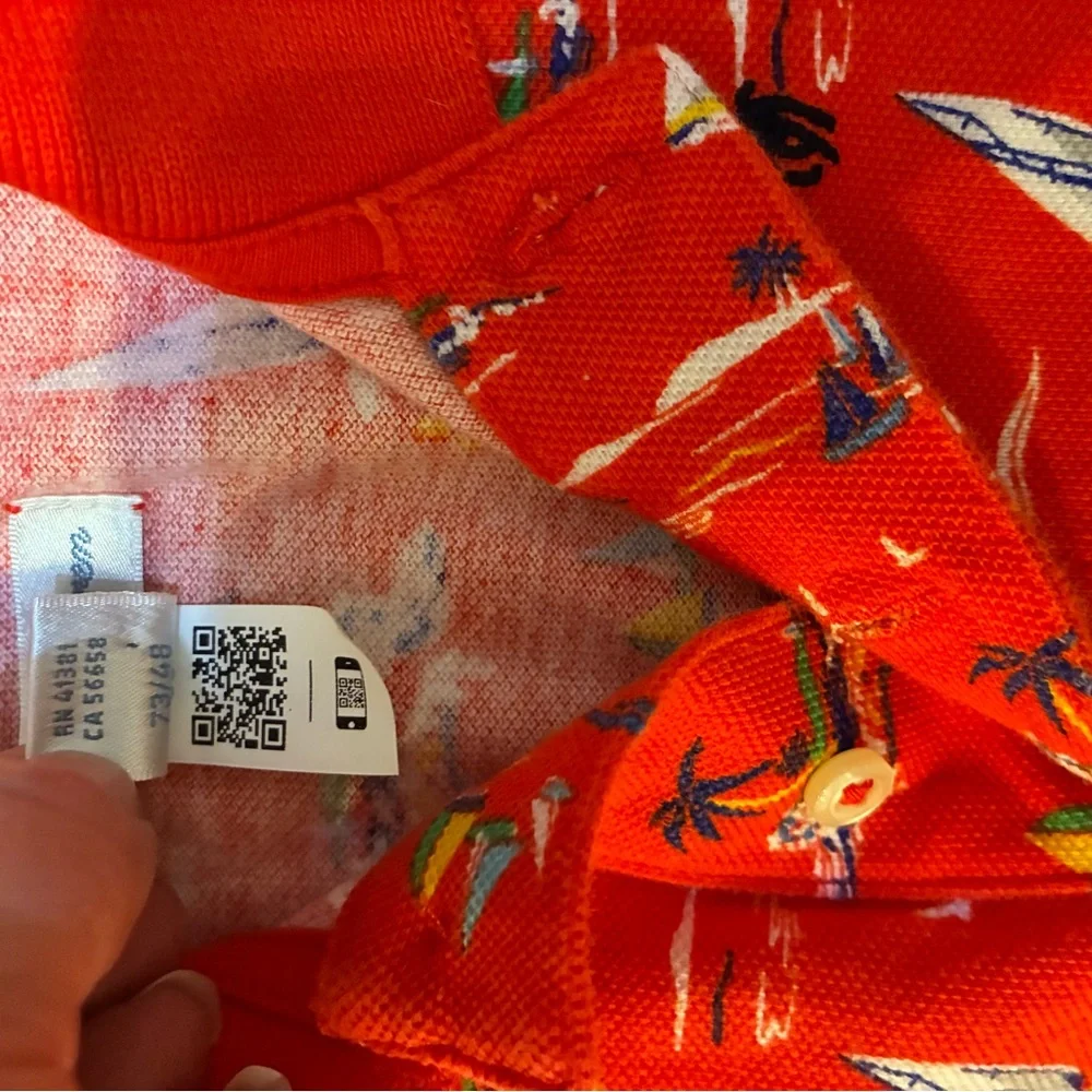 Ralph Lauren baby 9M Bright Red Sailboat Polo Romper with Tropical Print